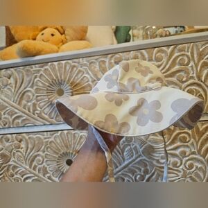 Rylee + Cru Cream and Brown Floral Hat